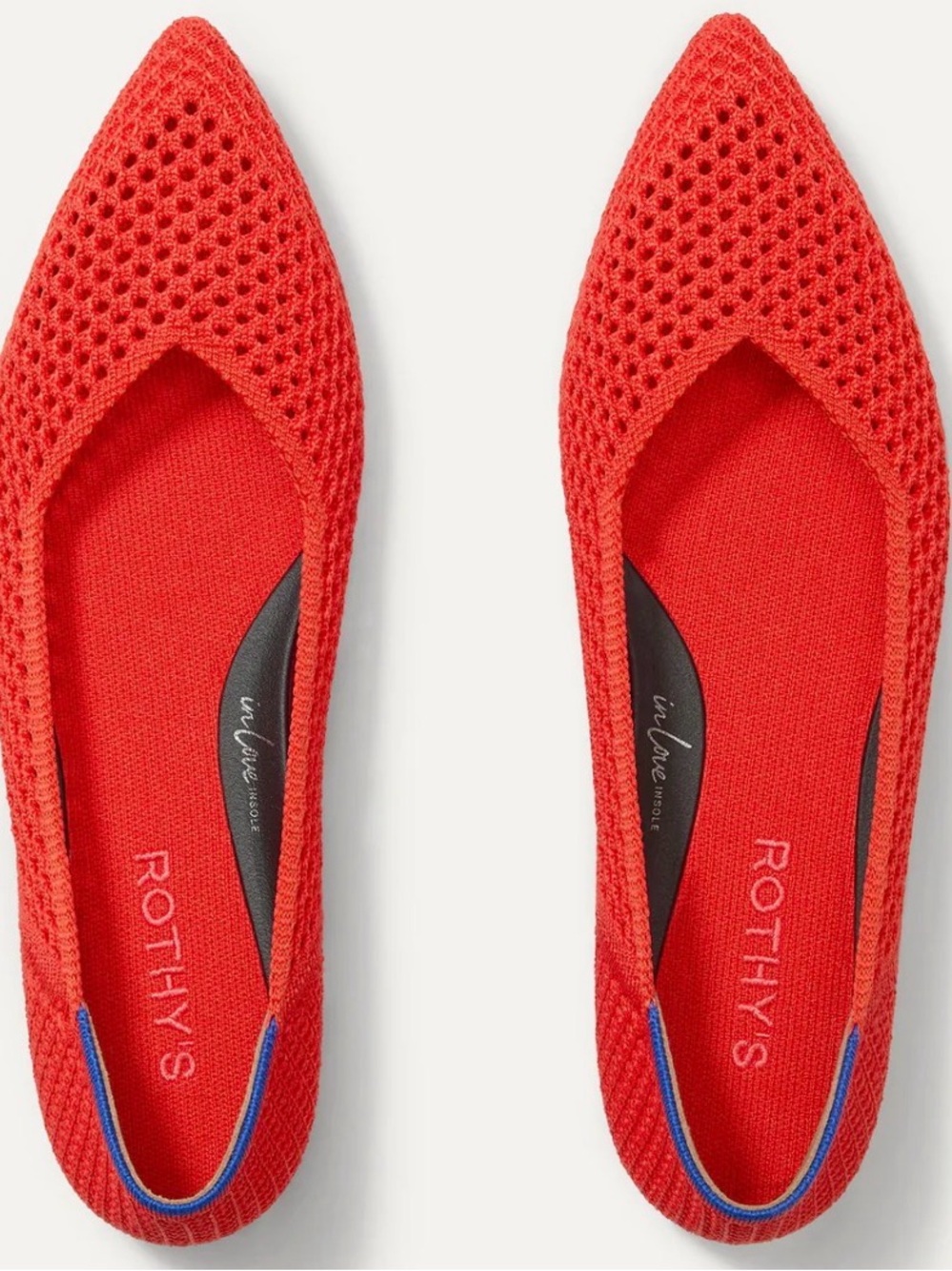 Rothy's Red Pointed Knit Flats